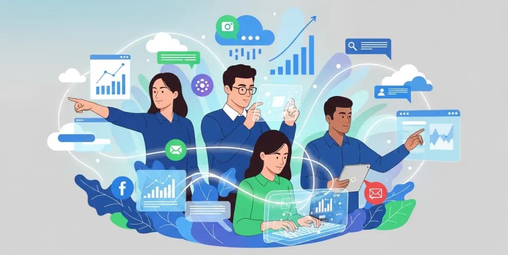 Startup team confidently using digital tools to navigate complex SEO landscape for growth.