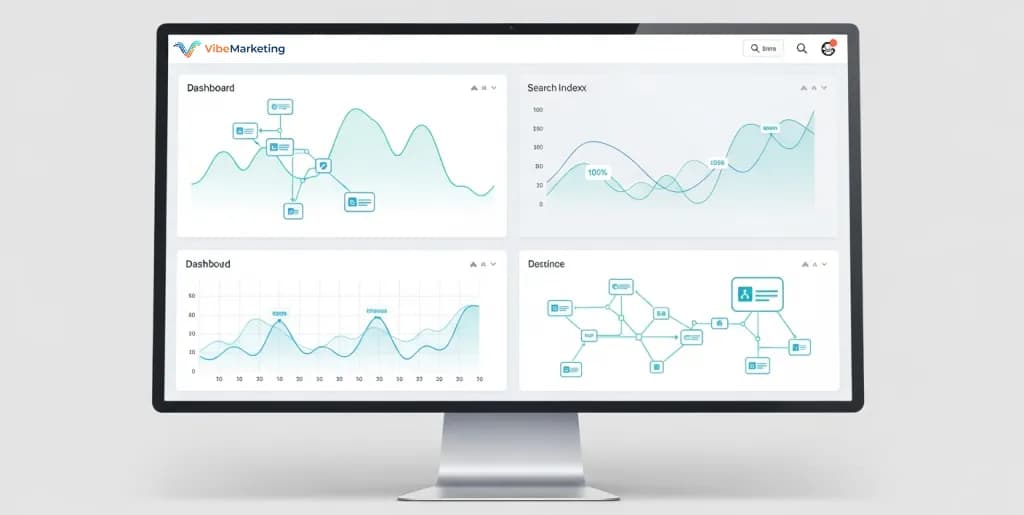 Abstract dashboard showing search indexing and data retrieval metrics