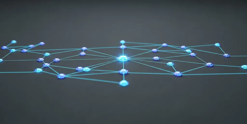 Abstract geometric network representing data processing and entity relationships in artificial intelligence
