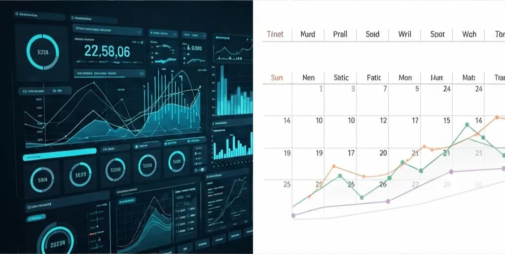 A visual comparison of real-time and periodic data tracking, showing live updates versus historical trends
