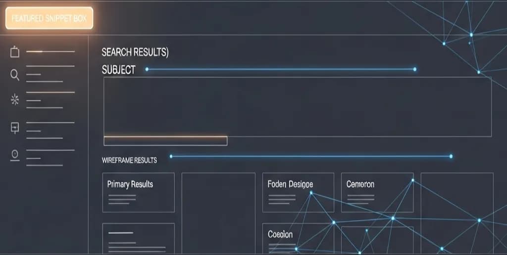 Abstract representation of a highlighted featured snippet on a wireframe search engine results page