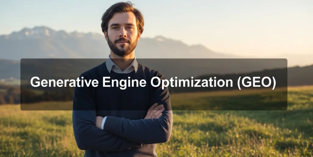 Abstract digital illustration of a glowing AI brain processing diverse content streams for generative search optimization